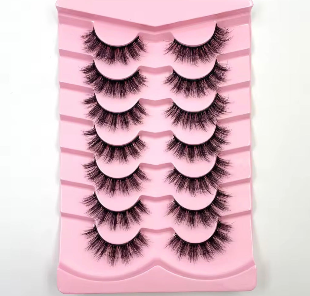 Cils effet œil de chat 3D naturels, faux cils courbée,7 paires
