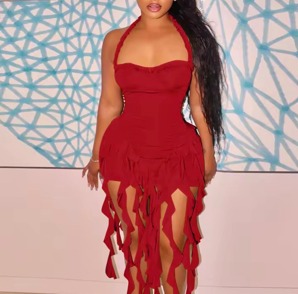 robe courte femme à froufrou