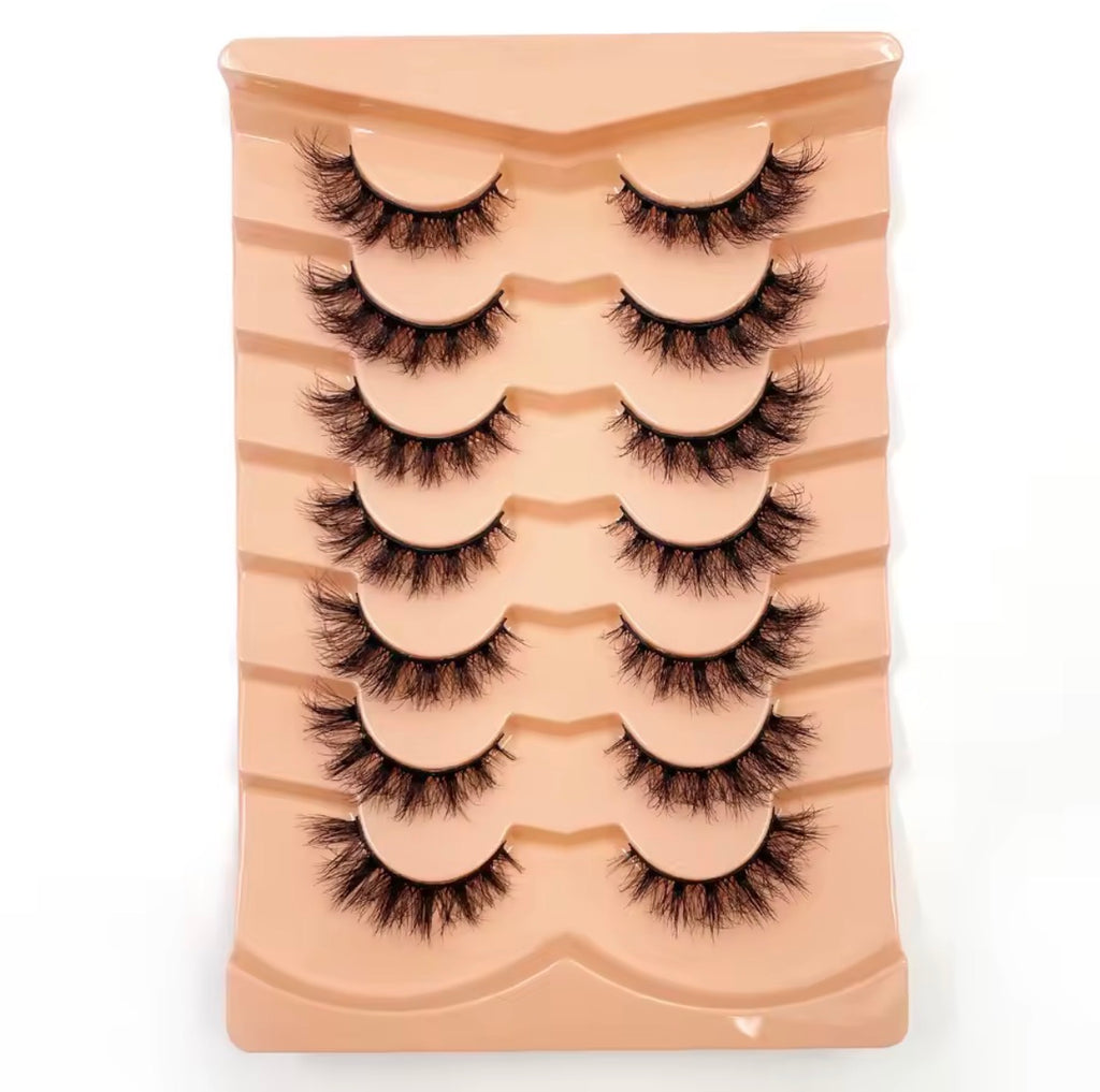Cils effet œil de chat 3D naturels, faux cils courbée,7 paires