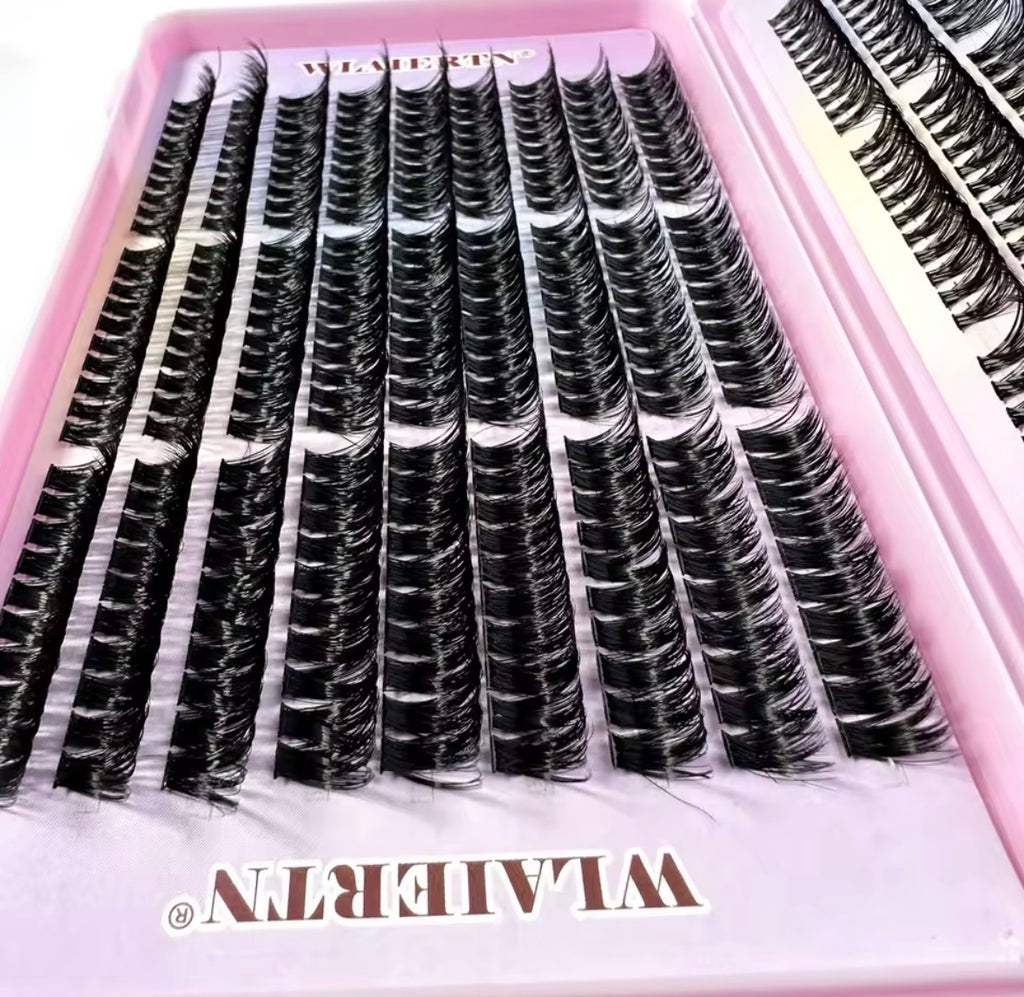 Extension de Faux-Cils en Vison Naturel Mixte Courbés ,3D