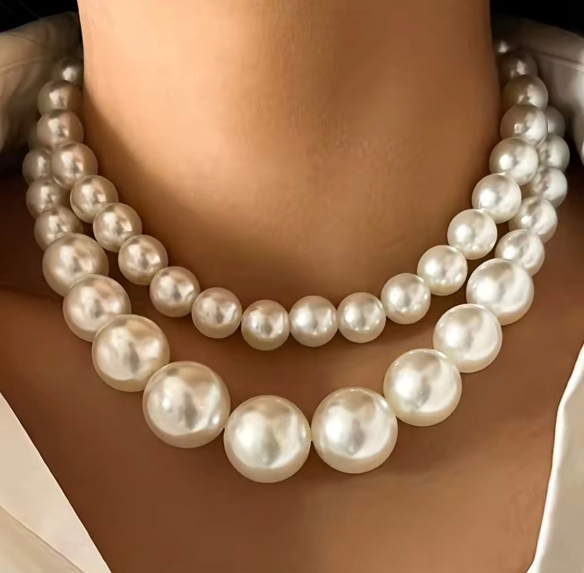 Ensemble 2 pièce, Collier de perle blanche