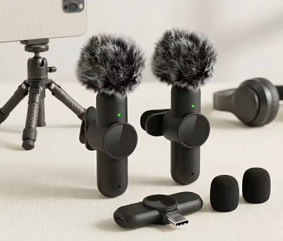 2 microphones Lavalier sans fil pour iPhone iPad Android Type-C Mini micro pour l'enregistrement vidéo