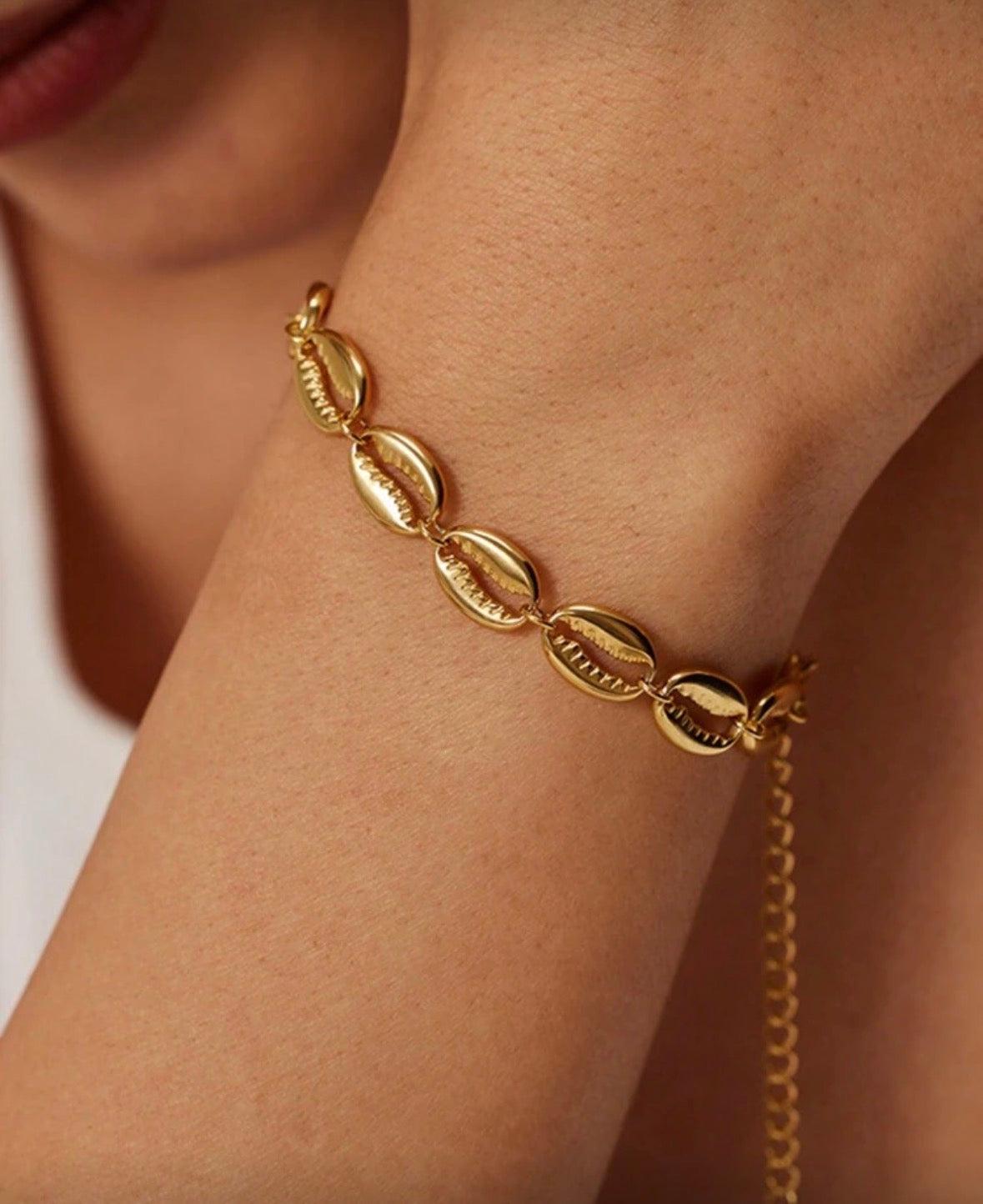 Bracelet coquilles bouche, acier inoxydable