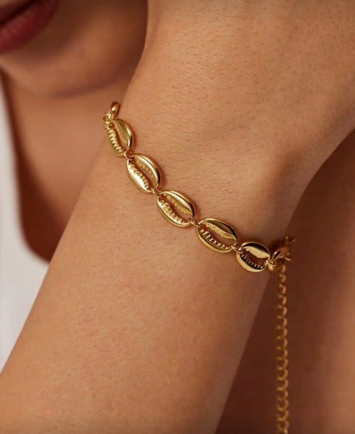 Bracelet coquilles bouche, acier inoxydable