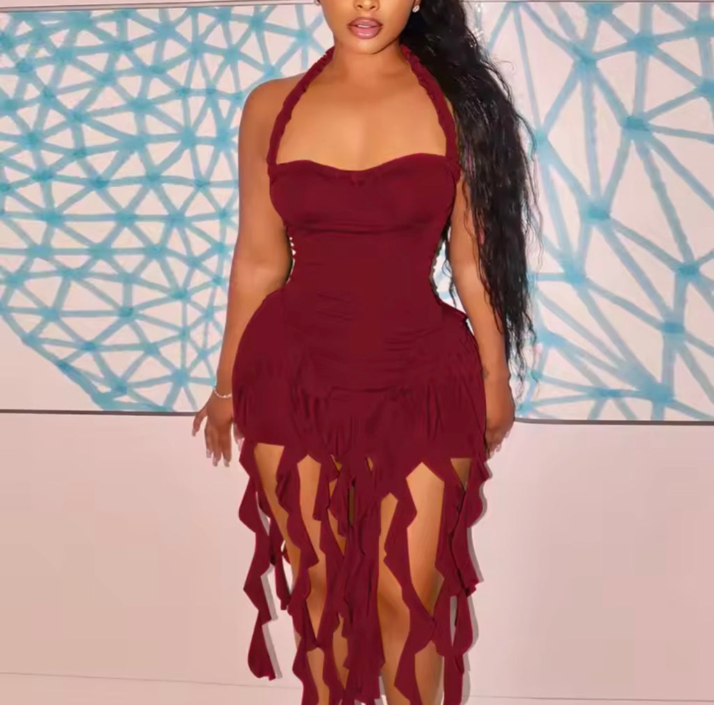 robe courte femme à froufrou