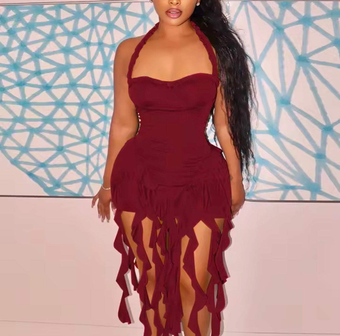 robe courte femme à froufrou