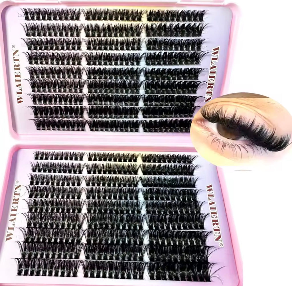 Extension de Faux-Cils en Vison Naturel Mixte Courbés ,3D