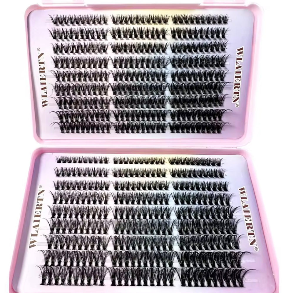Extension de Faux-Cils en Vison Naturel Mixte Courbés ,3D
