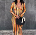 Robe moulante imprimer rayé