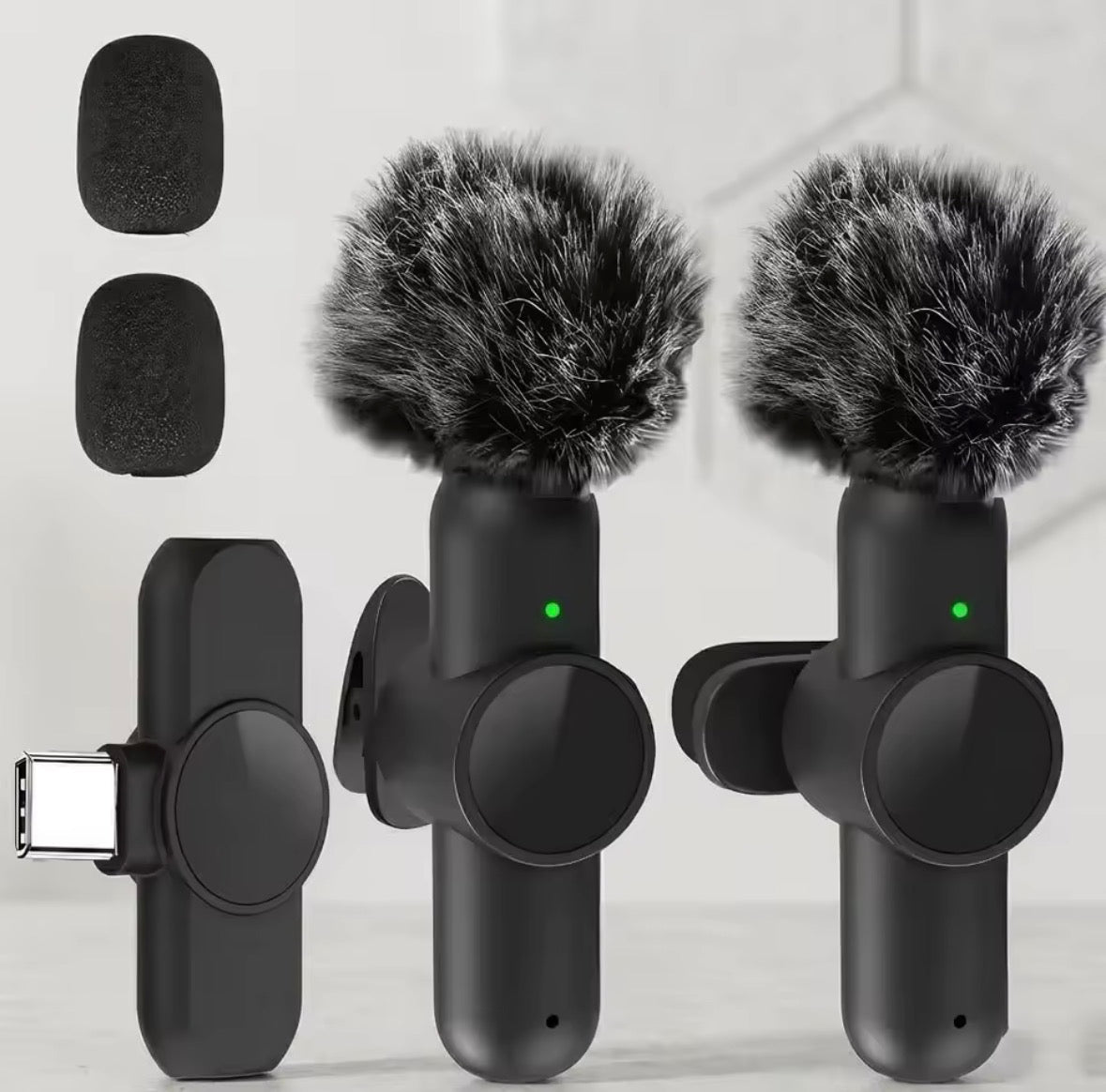 2 microphones Lavalier sans fil pour iPhone iPad Android Type-C Mini micro pour l'enregistrement vidéo