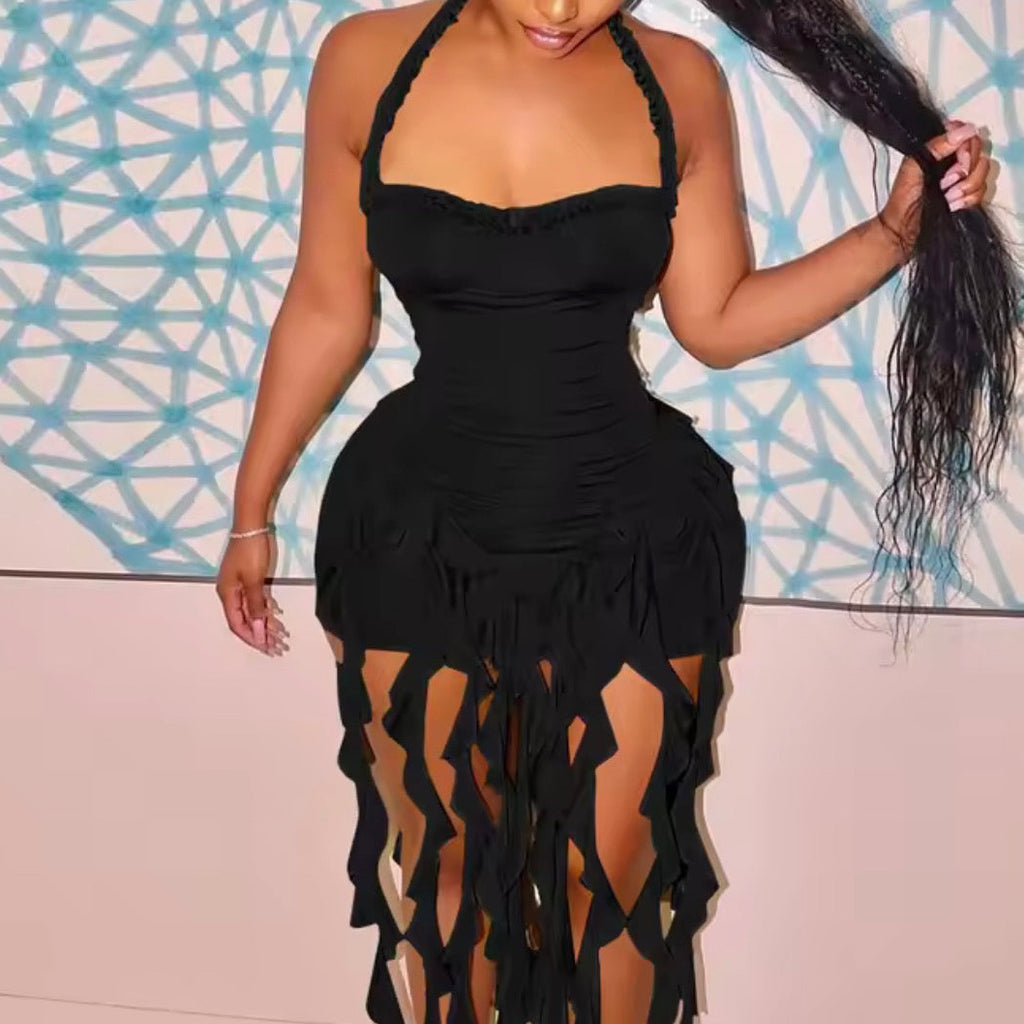 robe courte femme à froufrou